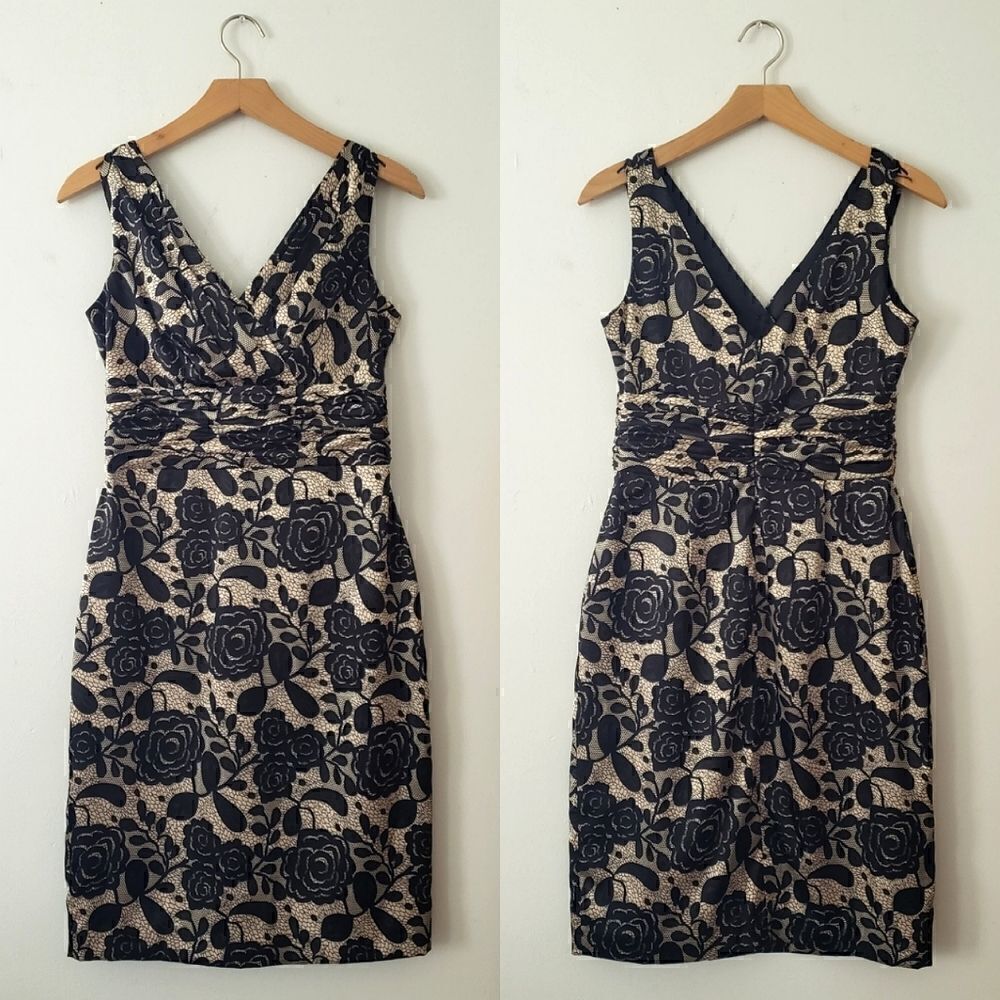 Jones Wear Dress Gold Black Lacescape 4